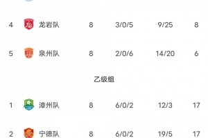 闽超最终积分榜：福州决赛击败厦门夺冠！厦门排名第二 平潭垫底